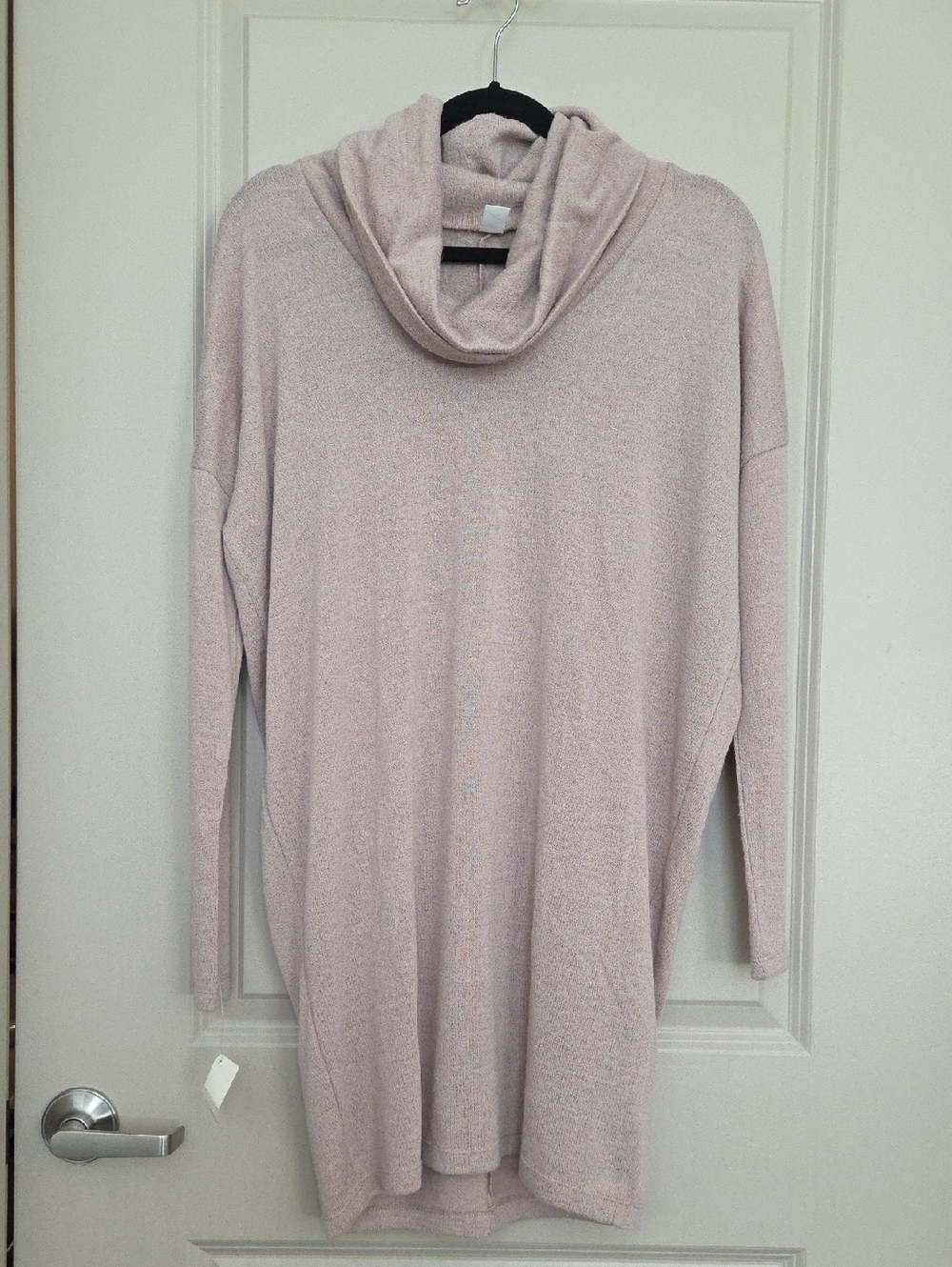 Cozy Gap Cowl Neck Oversized Sweater Dress - Light Pink